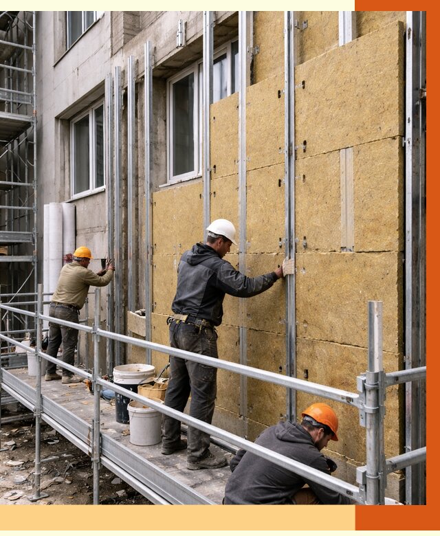 Утепление вентилируемого фасада в Казани от 5946 руб/м2 — монтаж и утепление вентфасад | ТепломастерКзн